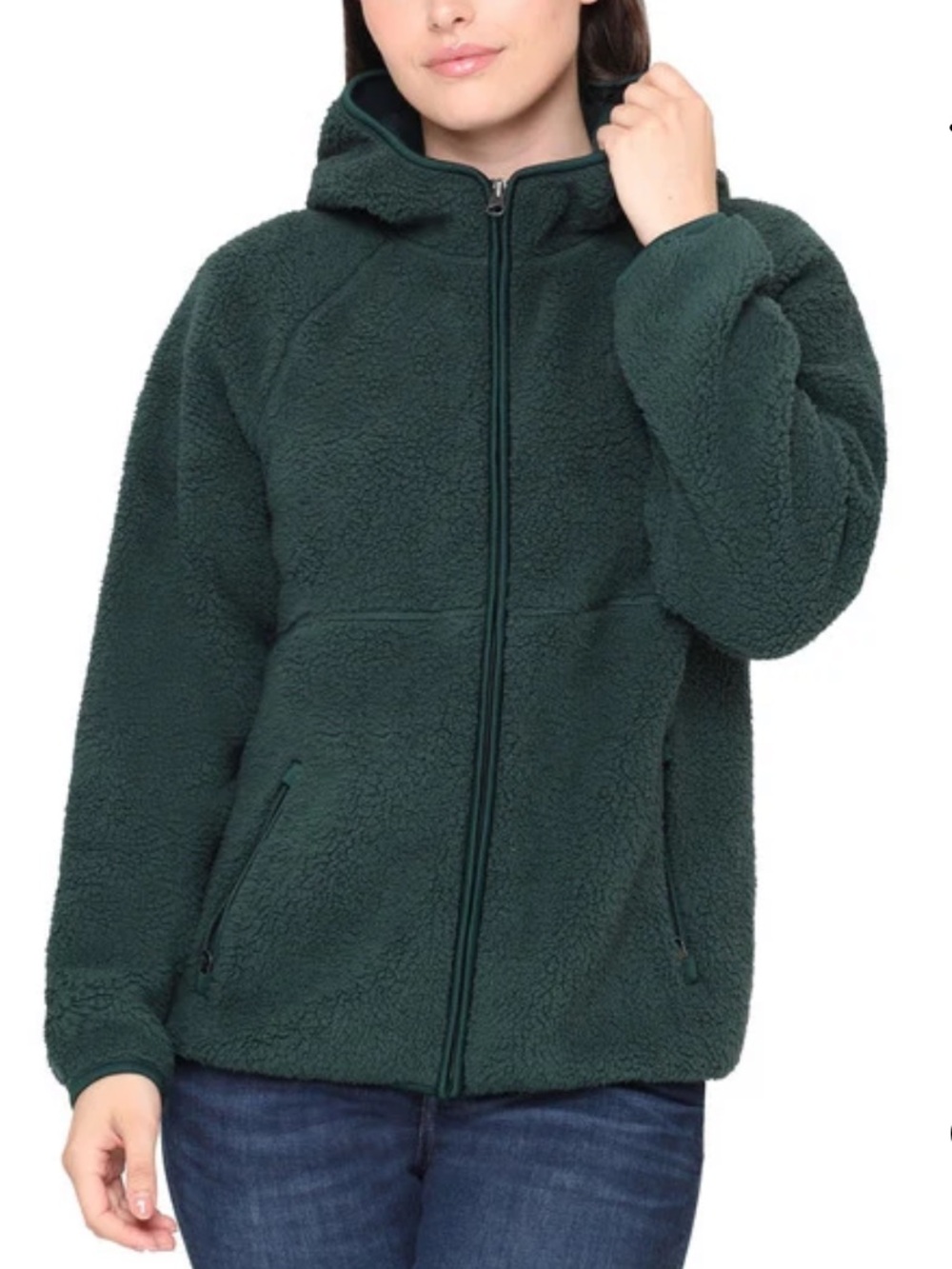 ⚠️4/$15⚠️ Sierra Designs Full Zip Sherpa Hooded Sweater Green Large